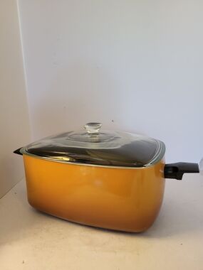 1970s Burnt Orange Ombre West Bend Replacement Casserole Pan with Glass Lid